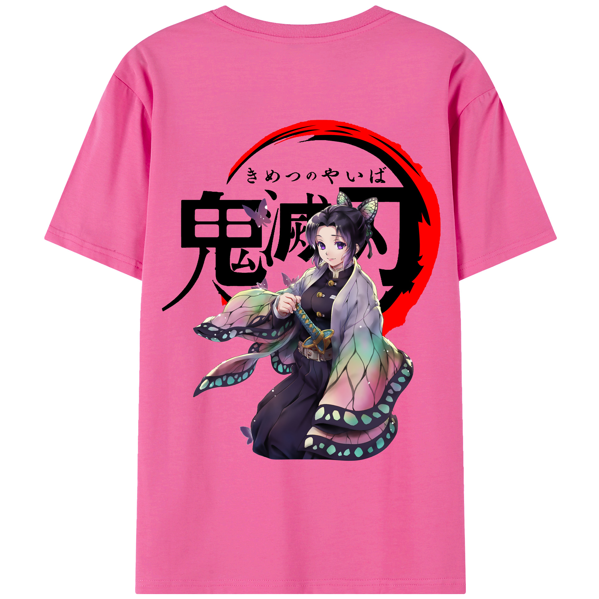 （画像用） 鬼滅の刃（きめつのやいば）蟲柱-胡蝶 しのぶ／こちょう しのぶ Kochou Shinobu レディース半袖Tシャツ(バックプリント)